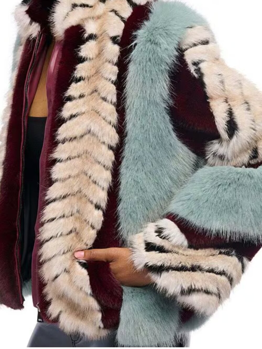 ✨ AZALEA WANG INEZ STRIPED FAUX FUR JACKET ✨ - Picture 7 of 14